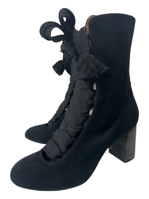 Chloe Shoe Size 39 Black Suede round toe lace up Calf High Boots Black / 39