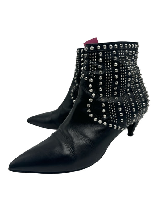 Saint Laurent Shoe Size 38.5 Black & Silver Rectangle Studded Ankle Booties Black & Silver / 38.5