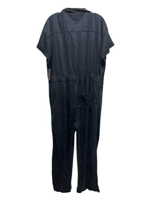 FP Movement Size M Black & Brown Polyester Blend Button Up Cap Sleeve Jumpsuit Black & Brown / M