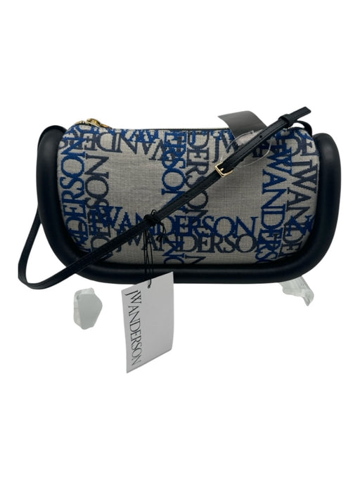 JW Anderson Blue, Gray & Black Canvas Leather trim Zip Close Rectangle Bag Blue, Gray & Black / S