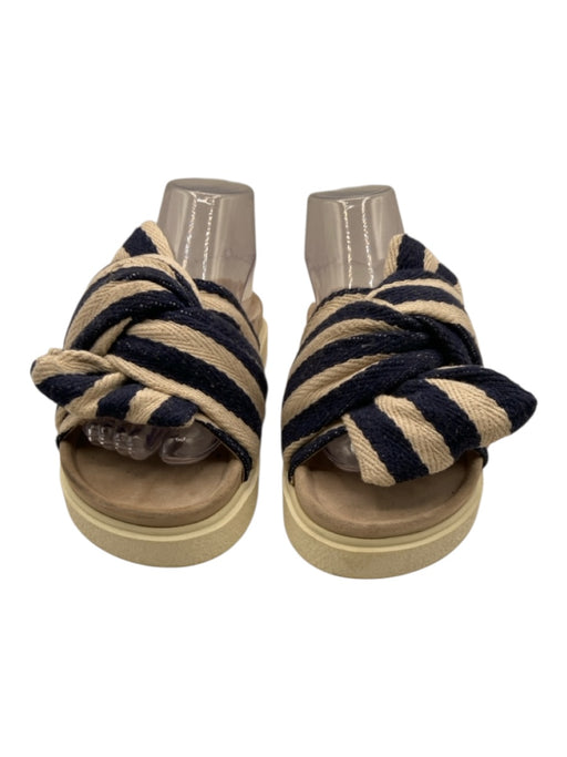 Inuikii Shoe Size 39 Blue & White Suede & Textile Striped Knot Detail Sandals Blue & White / 39