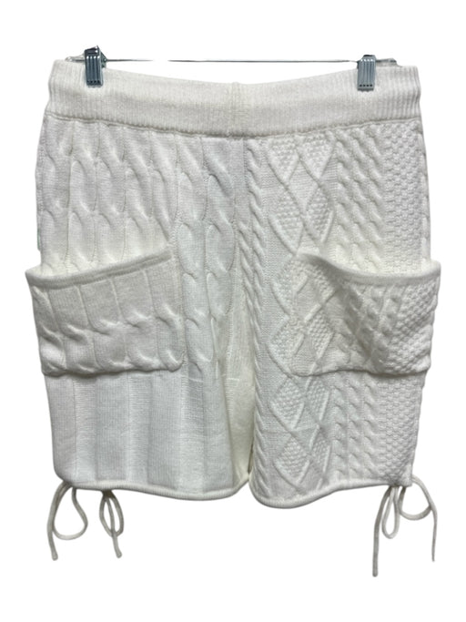 Retro Vert Size L White Wool Cable Knit Drawstring Waist Shorts White / L