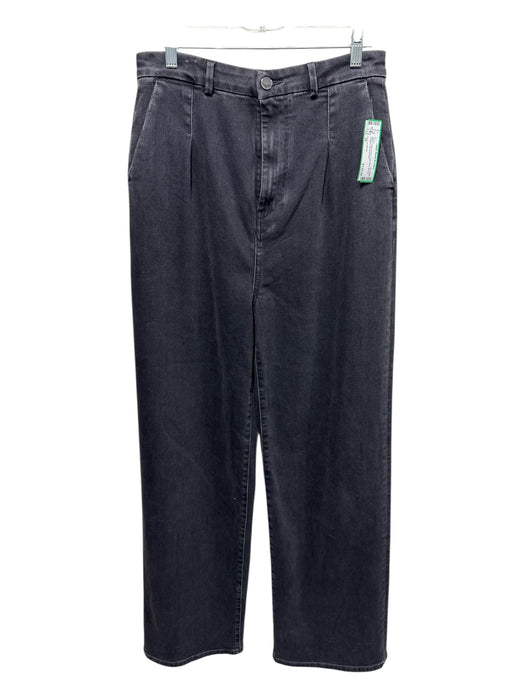 Lou Lou Studio Size 28 Black Cotton Denim High Rise Zip Fly Straight Leg Jeans Black / 28