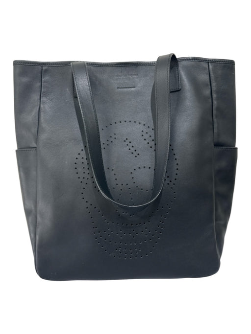 Alexander McQueen Black Leather Skull Perforated 2 Handles Tote Bag Black / L