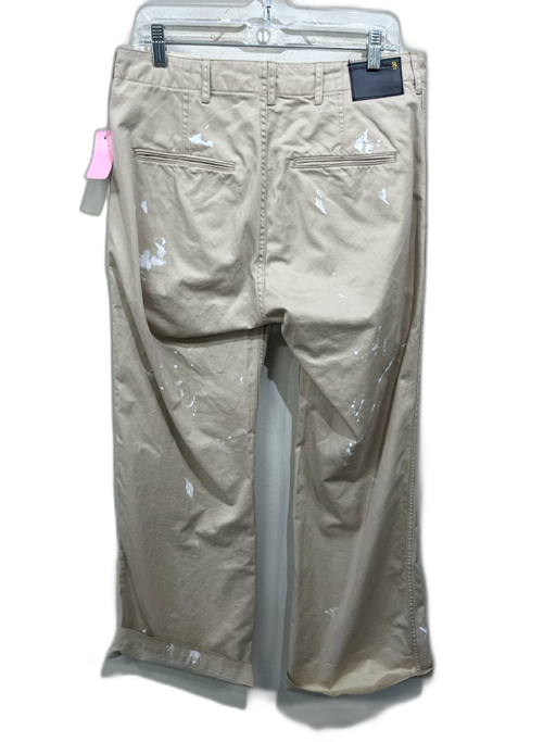 R13 Size 31 Khaki Cotton Chino Button Fly Paint Splatter Flare Pants Khaki / 31