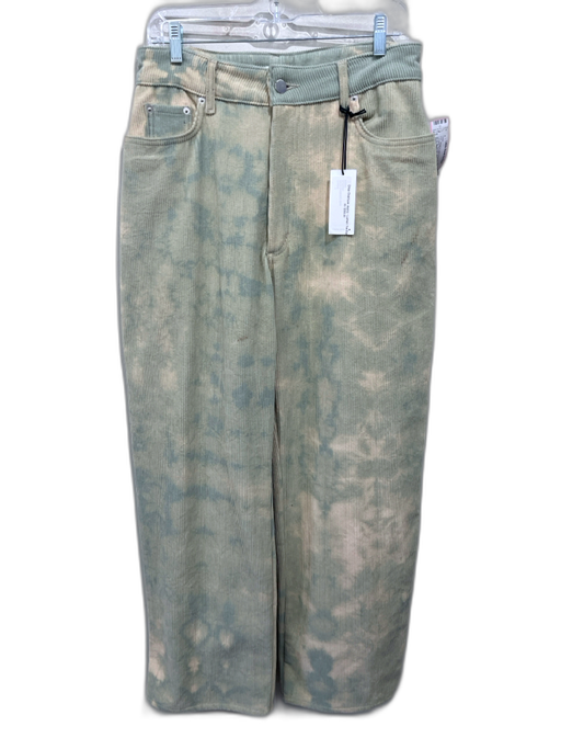 Nomia Size 30 Beige & Light Green Print Cotton Corduroy Tie Dye Wide Leg Pants Beige & Light Green Print / 30