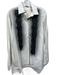 Bottega Veneta Size 42 Cream & Black Silk Button Up Lace Detail Collared Top Cream & Black / 42