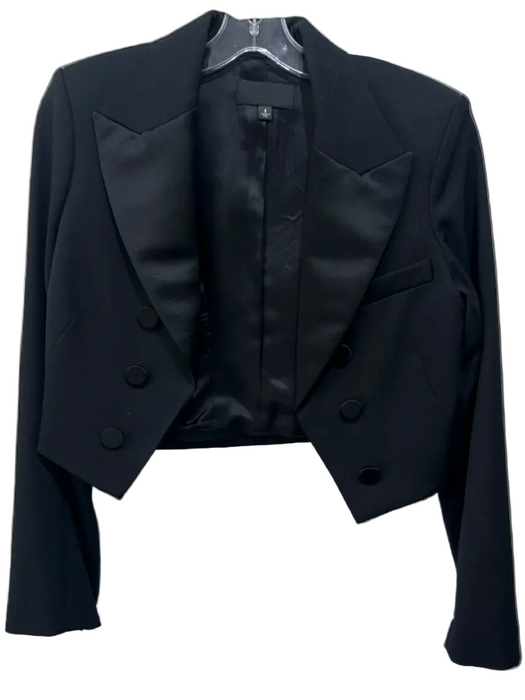 Nili Lotan Size 6 Black Wool Fabric Block Button Detail Open Front Jacket Black / 6