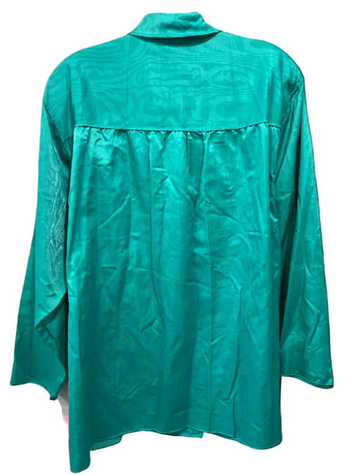 Fernando Sanchez Size Medium Teal Nylon Blend Silk Feel Button Front Pant Set Teal / Medium