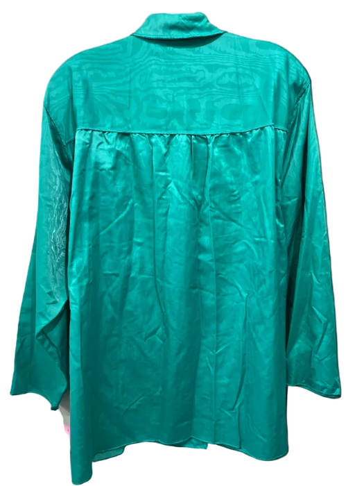 Fernando Sanchez Size Medium Teal Nylon Blend Silk Feel Button Front Pant Set Teal / Medium