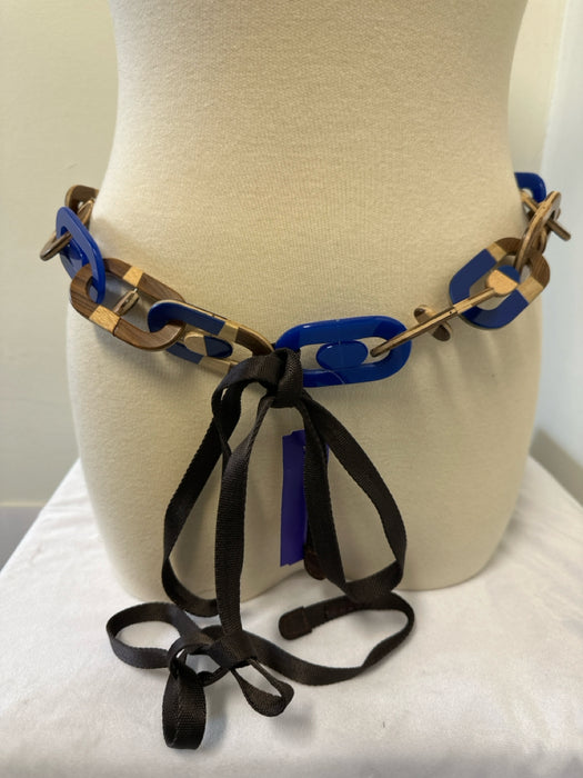 Marni Brown & Blue Plexiglass Wood Tie Belts