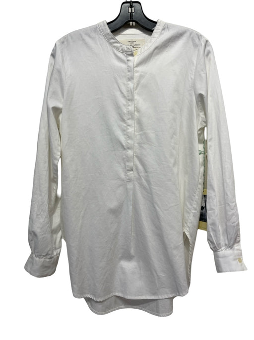 Birds of Paradis Size XS White Cotton 3/4 Button Long Sleeve Mock Neck Top White / XS