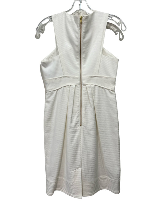 Shoshanna Size 2 White Cotton & Rayon Tank Back Zip Textured Pleat Detail Dress White / 2