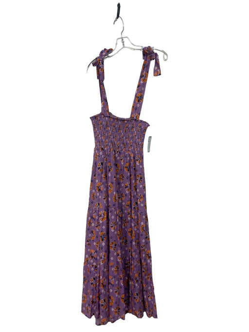 XiRENA Size XS purple & orange Cotton Maxi Smocked Bodice Tie Straps Dress purple & orange / XS