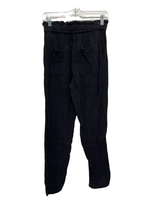 XiRENA Size XS Black Cotton Textured Tie Waist Pockets High Rise Pants Black / XS