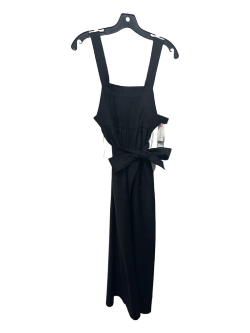 A Piece Apart Size 0 Black Wool Back Zip Sash Wide Leg Jumpsuit Black / 0