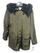 Velvet Size XS Olive Green & Black Polyester Blend Faux Fur Zip Pockets Coat Olive Green & Black / XS