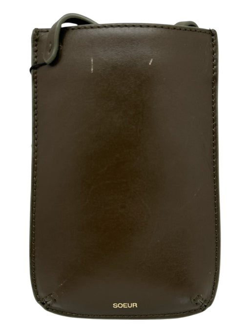 Soeur Brown Leather Adjustable Strap Pouch Bag Brown / XS