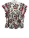 Sea New York Size XS Beige & Red Cotton Embroidered Floral Tassel Tie Detail Top Beige & Red / XS