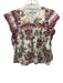 Sea New York Size XS Beige & Red Cotton Embroidered Floral Tassel Tie Detail Top Beige & Red / XS