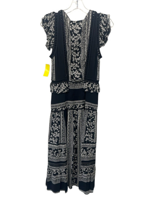 Sea New York Size 2 Navy blue & Cream Viscose Embroidered Detail Maxi Dress Navy blue & Cream / 2