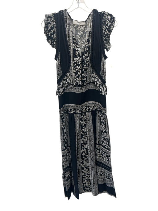 Sea New York Size 2 Navy blue & Cream Viscose Embroidered Detail Maxi Dress Navy blue & Cream / 2