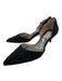 Badgley Mischka Shoe Size 9 Black Beaded Pointed Toe D'Orsay Kitten Heel Pumps Black / 9