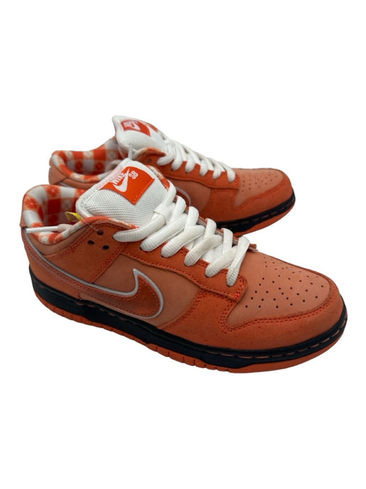 Nike Shoe Size 7 Orange & White Suede Gingham lace up Low Top Swoosh Sneakers Orange & White / 7