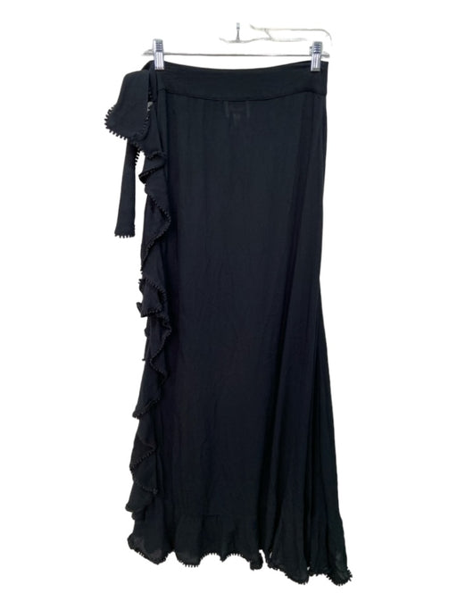 Playa Lucila Size XS Black Viscose Wrap Ruffle Detail Beach Maxi Skirt Black / XS