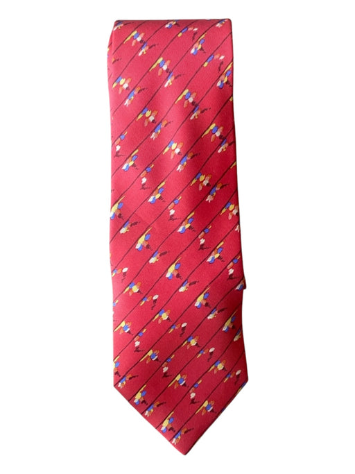 Hermes Red & Blue Silk Stripe Men's Ties