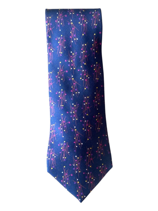 Hermes Navy & Multicolor Silk Abstract Men's Ties