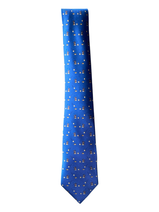 Hermes Navy & Brown Silk Bunny Men's Ties