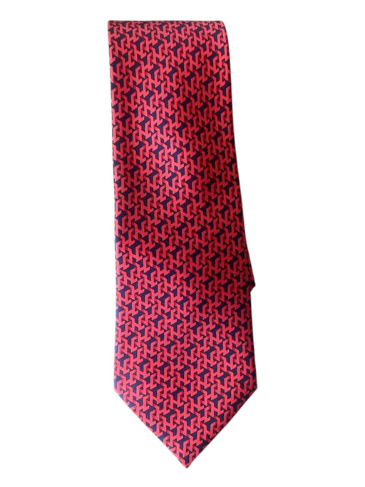 Hermes Red & Navy Silk Abstract Men's Ties