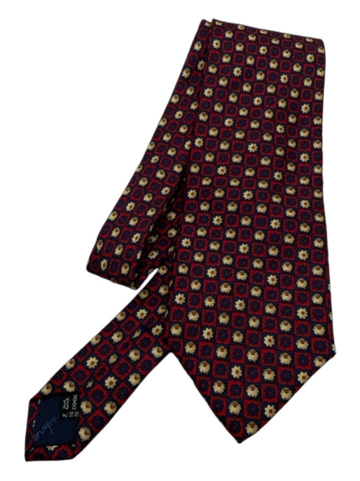 Ferragamo Red & Navy Silk Sheep Men's Ties