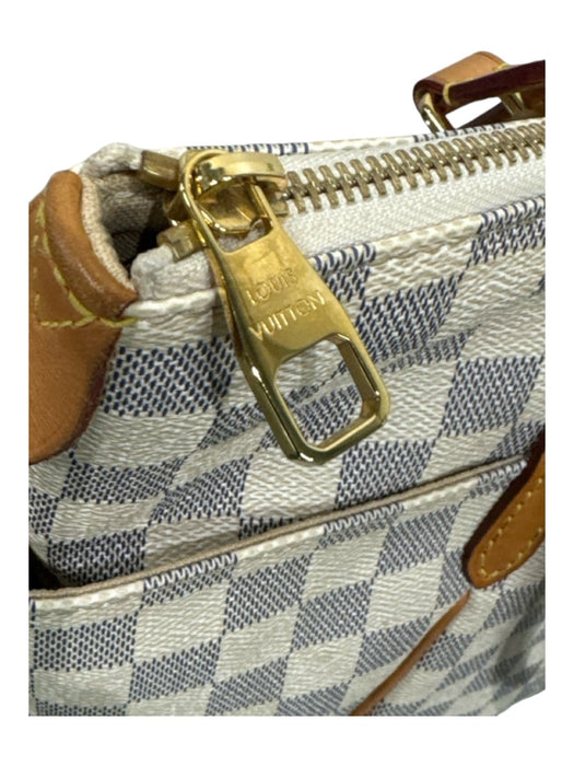 Louis Vuitton Cream & Blue Coated Canvas Brass Hardware Zip Top Side Pocket Bag Cream & Blue / M