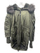 Derek Lam 10 Crosby Size L Olive Green Polyester Ruched Detail Thigh Length Coat Olive Green / L