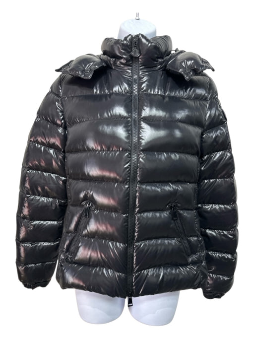 Moncler Size 0 Black Polyamide Goose Down Quilted Hooded Cropped Jacket Black / 0