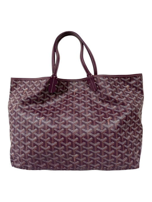 Goyard Burgundy Red & White Leather Trim Coated Canvas Logo Top Handles Tote Bag Burgundy Red & White / M
