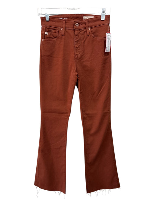 AG Size 24 Brown Cotton Blend High Rise Solid Raw Hem Boot Cut Pants Brown / 24
