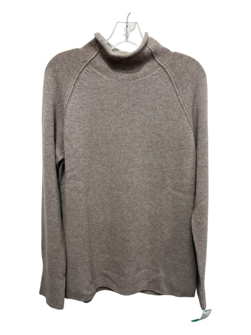 Theory Size Large Taupe Beige Cashmere Knit Turtleneck Long Sleeve Sweater Taupe Beige / Large