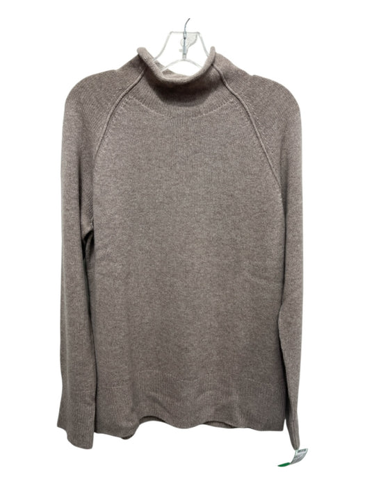 Theory Size Large Taupe Beige Cashmere Knit Turtleneck Long Sleeve Sweater Taupe Beige / Large