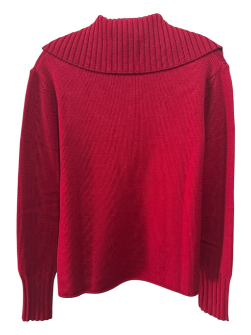 Burberry Size Large Red Wool Rib Knit 1/2 Button Snap Button Pullover Sweater Red / Large