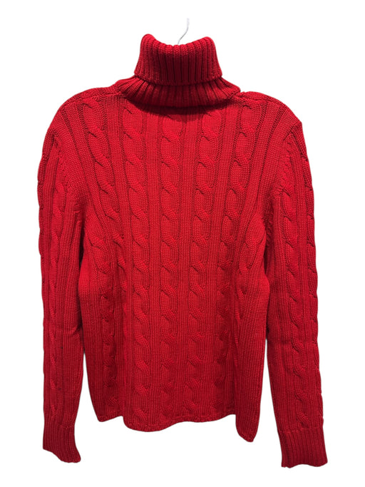 Post Card Size Large Red Cable Knit Turtleneck Long Sleeve Sweater Red / Large