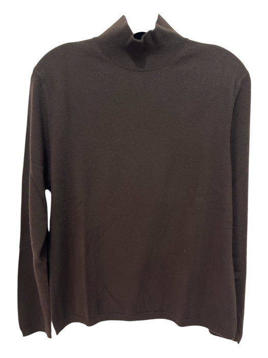 Neiman Marcus Size Est S Dark Brown Cashmere Mock Turtleneck Long Sleeve Sweater Dark Brown / Est S