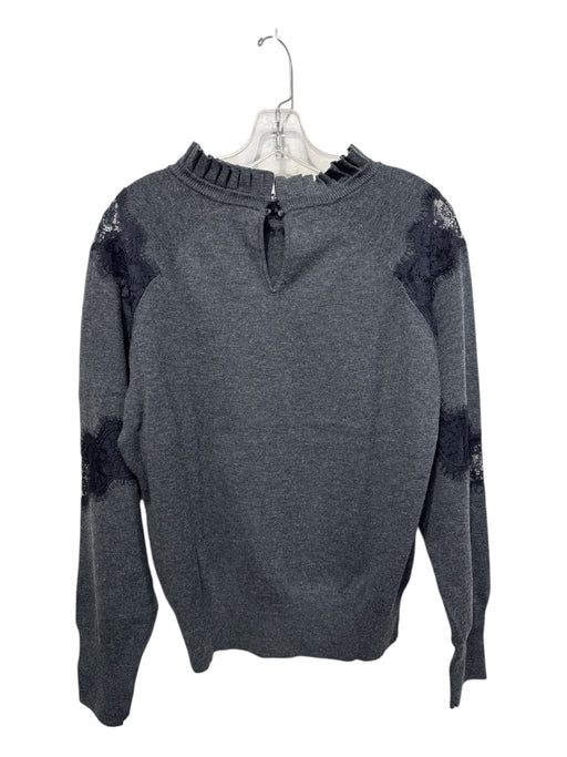 Bailey 44 Size Large Gray & Black Wool & Cotton Ruffle Neck Lace Panel Sweater Gray & Black / Large