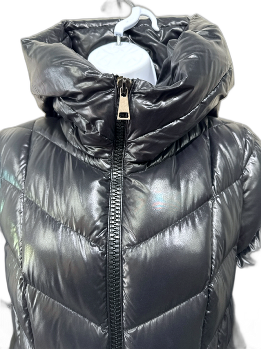 Moncler Size 4 Black Polyamide Quilted Zip Up Hood Full Length Coat Black / 4