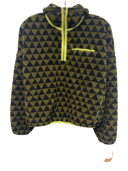 The Great Outdoors Size XS Olive & Black Polyester Blend Fuzzy Geometric Sweater Olive & Black / XS