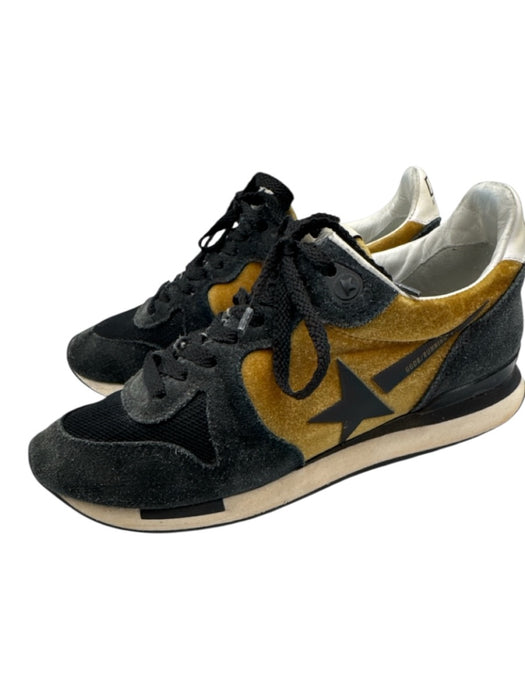 Golden Goose Shoe Size 36 Charcoal & Gold Suede Leather Star Running Sneakers Charcoal & Gold / 36