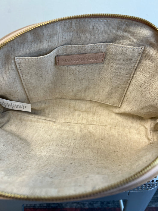 Mark & Graham Blush Leather Top Zipper Gold Hardware Interior Pocket Clutch Bag