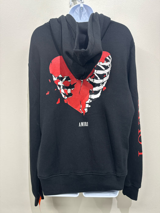 Amiri Size XS Black & Red Cotton Painted Hoodie Sweatshirt